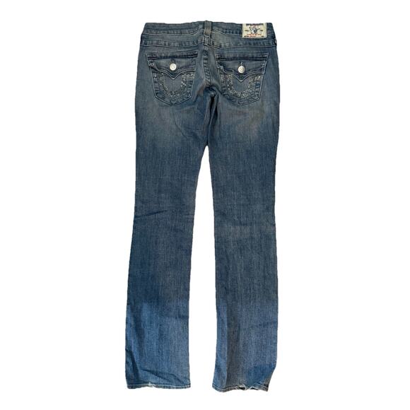 True Religion Denim - True Religion Silver Decorated Logo Pockets Straight Sz 27 Y2K Womens
